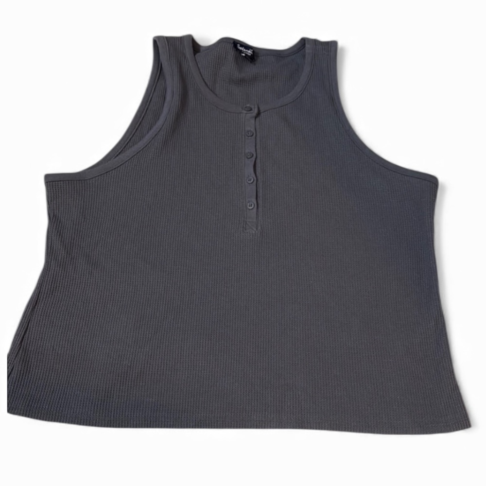NWOT Splendid Grey Vichy Waffle Stitch Button Up Front Tank XL